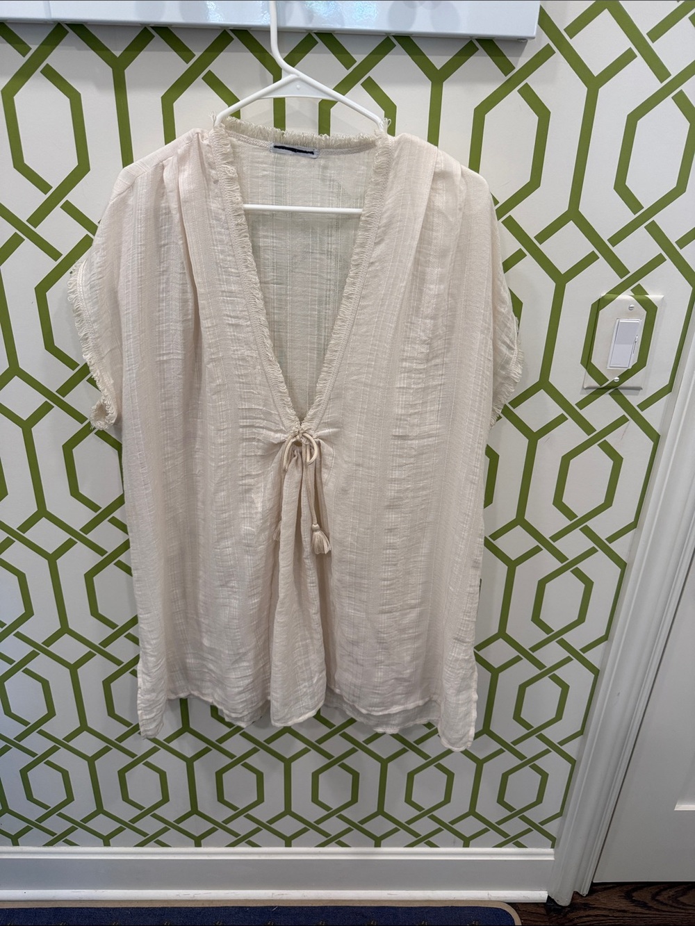 Robin Piccone Light Cream V-Neck Tie-Front Women's Beach Cover up!